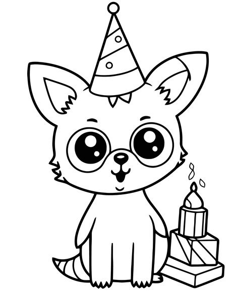 Birthday animal coloring page 23404240 Vector Art at Vecteezy