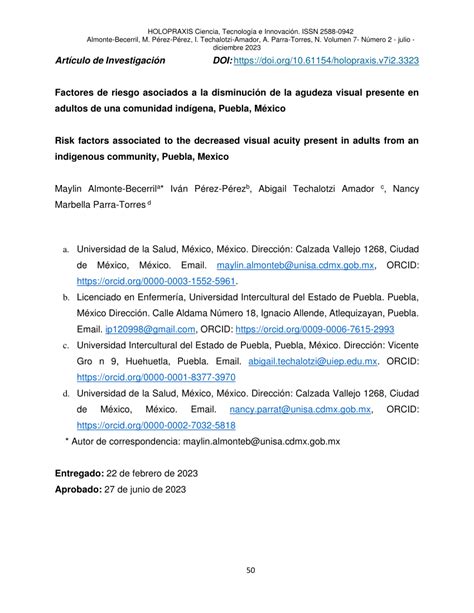 PDF Factores de riesgo asociados a la disminución de la agudeza