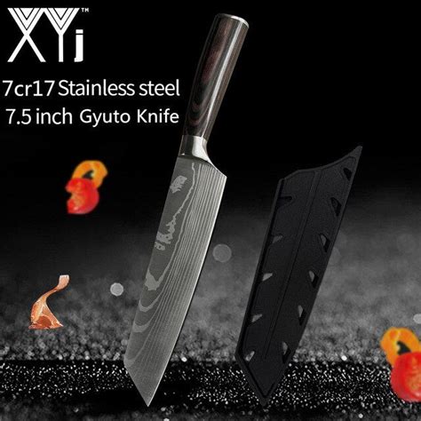 Japanese Stainless Steel Kitchen Knives Laser Damascus Pattern Chef