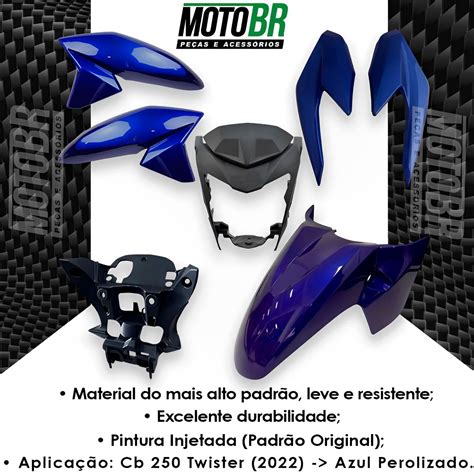 Kit Carenagem Completo Cb 250 Twister 2022 Azul Perolizado