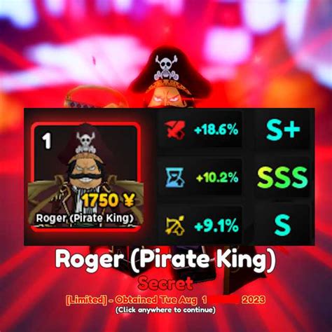 S SSS S Roger Pirate King Evo Anime Adventures AA