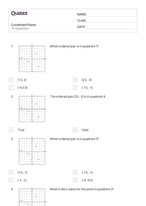 50 Coordinate Planes Worksheets For 6th Grade On Quizizz Free And Printable