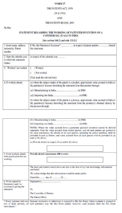 Draft Patent Amendment Rules 2019 Patent India