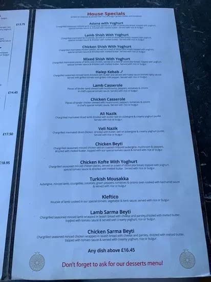 A La Turka Herne Bay Menu Herne Bay Checkle