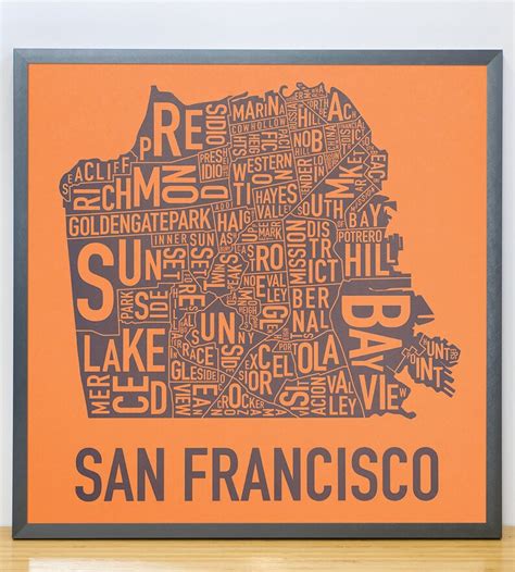 San Francisco Neighborhood Map Poster the Original San | Etsy