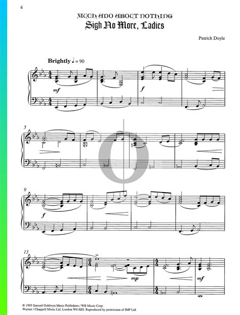 Sigh No More Ladies Piano Sheet Music From Much Ado About Nothing By