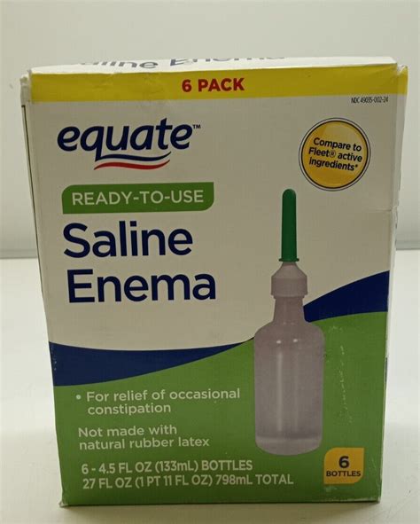 Equate 6 Pack Enema Sodium Phosphates Saline Laxative 45 Fl Oz Ready