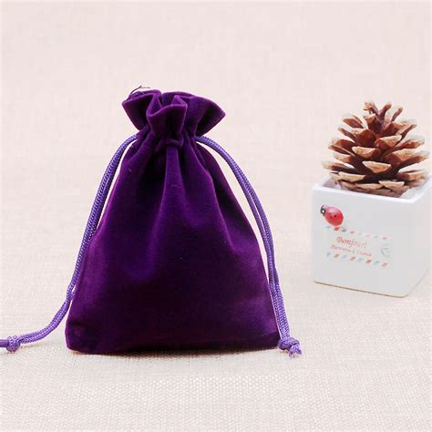 X Cm High Quality Deep Purple Velvet Bags Pcs Lot Drawstring Storage