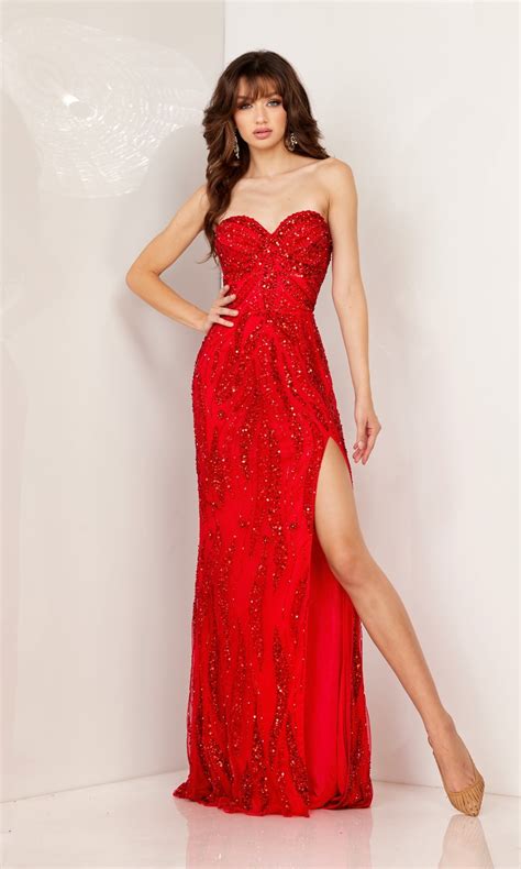 Long Strapless Sweetheart Prom Dress With Sequins