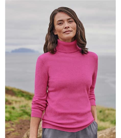 Pink Flambe Cashmere Merino Fitted Polo Neck Knitted Jumper