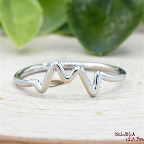 Heartbeat Ring 925 Sterling Silver Heart Beat Ring Simple Etsy