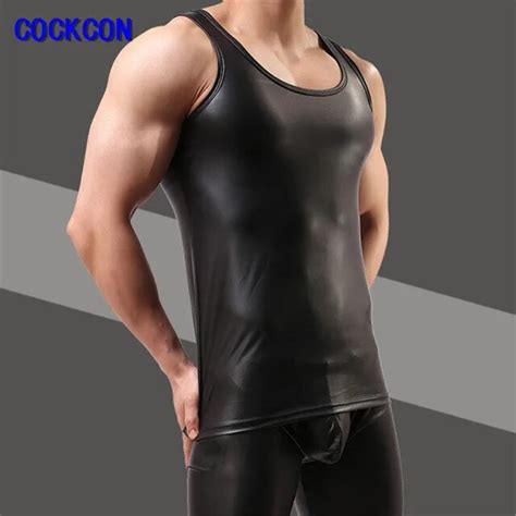 Cockcon 2017 New Summer Mens Faux Leather Sexy Fitness Bodybuilding