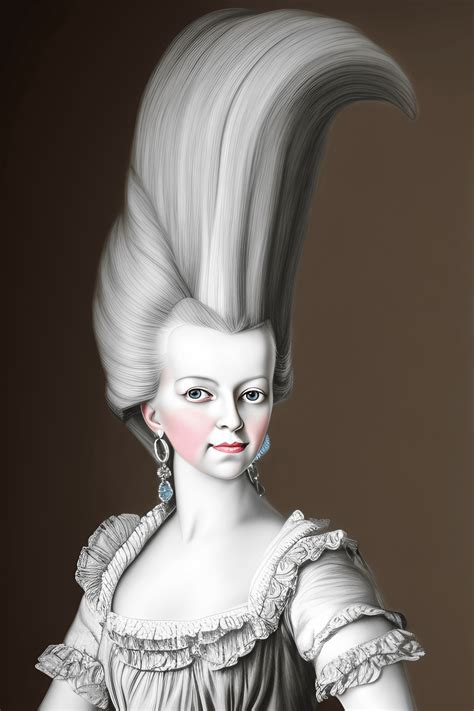 Realistic Portrait Drawing Of Marie Antoinette · Creative Fabrica