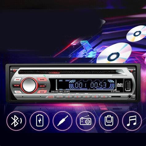 Bluetooth DVD VCD CD MP3 USB AUX FM In Dash 12V Single 1 DIN Car Stereo