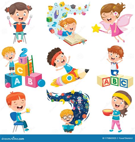 Cartoon Characters Doing Various Activities Stock Vector - Illustration ...