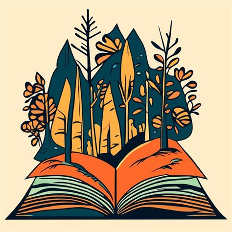 Ilustração vetorial de floresta de conceito de livro aberto Vetor Premium