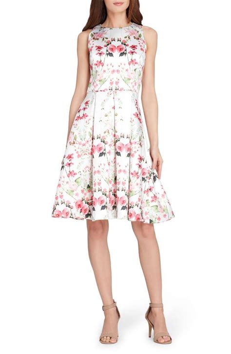 Tahari Micado Floral Print Fit And Flare Dress Nordstrom Petite