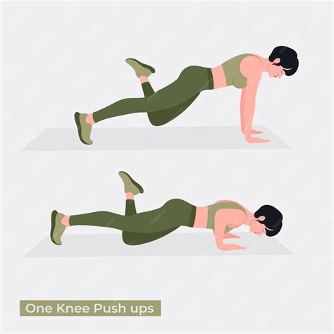 Premium Vector | One knee push ups exercise woman workout fitness