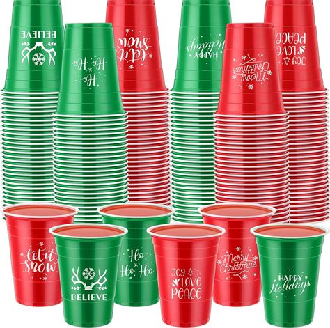 Amazon Sliner 120 Pcs Christmas Plastic Cups Bulk 16 Oz Christmas