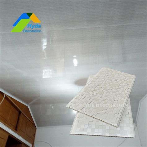 7mm Thickness 20 25 30 Cm Width Plastic Plain Panel Decorative Plafon PVC Hot Stamping Ceiling