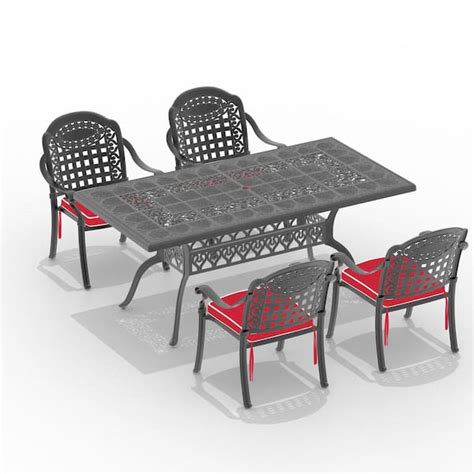 Runesay Piece Set Of Cast Aluminum Patio Outdoor Dining Set With