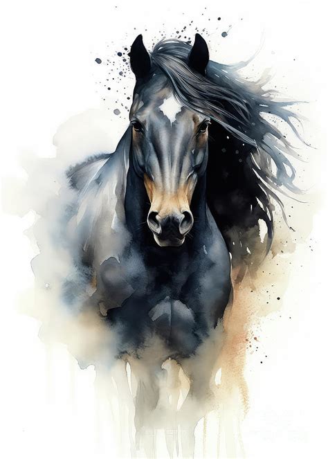 Black horse Painting by Art Galaxy - Fine Art America