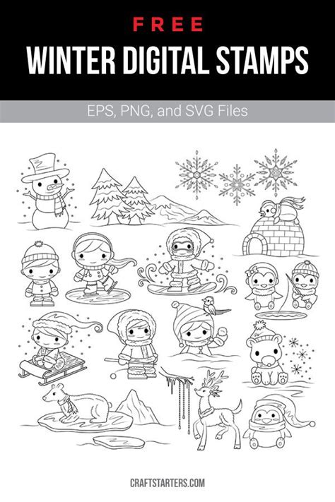 Free Winter Digital Stamps | Digital stamps free, Digi stamps free, Digital stamps christmas