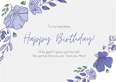 White And Lavender Mom Birthday Card Templates By Canva