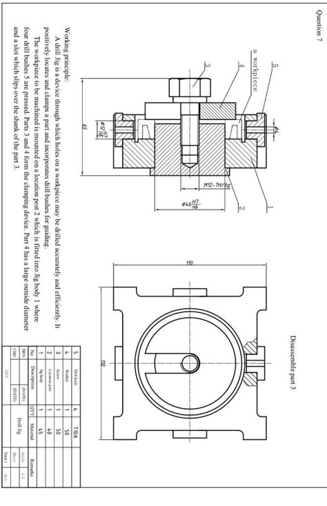 Solved 7 Read The Assembly Drawing Of A Drill Jig And