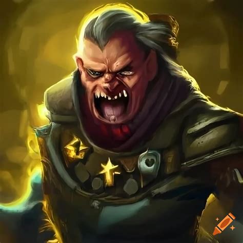 Medieval Commander Yelling With Angry Expression In Fantasy Spell Icon