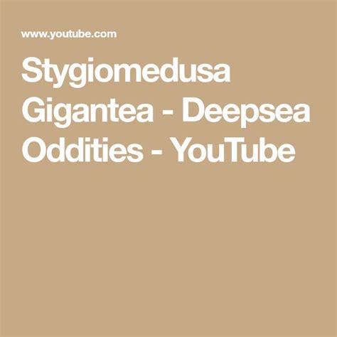 Stygiomedusa Gigantea - Deepsea Oddities - YouTube | Jellyfish species ...