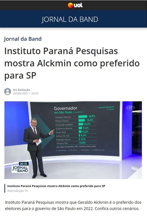 Band Uol Jornal Da Band Divulga Pesquisa Realizado Pela Paran