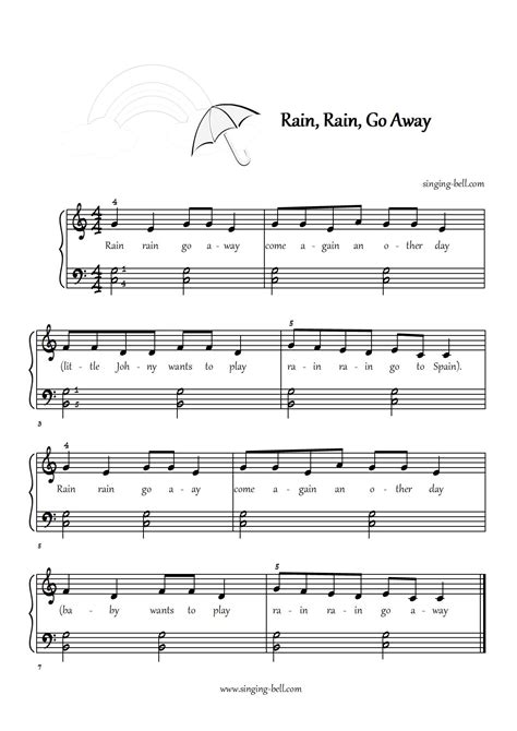 Rain, Rain, Go Away - Piano Tutorial Video Sheet Music PDF