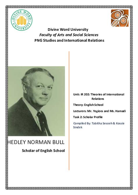 Doc Hedley Norman Bull Is An Australian Professor Of International