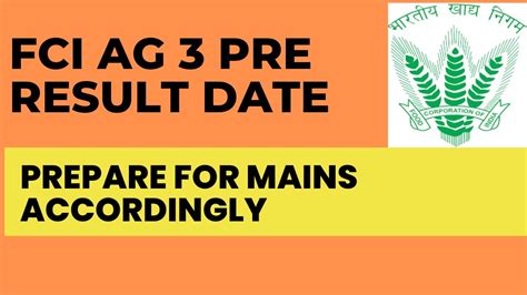 FCI AG 3 RESULT 2023 FCI AG 3 PRE RESULT DATE YouTube