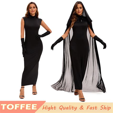 Vampiro Escuro Assistente Fantasma Noiva Vestido Preto Para Mulher