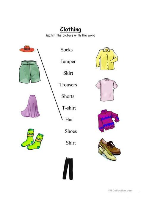 Clothing Worksheet Match And Wordsearch Język Angielski Ubrania Nauka