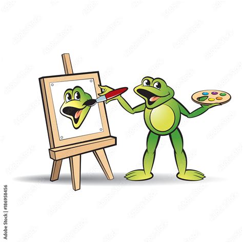 frog vector cartoon or mascot drawing self portrait happily Stock ...