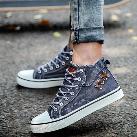 New Arrival Women Fashion High Top Lace Up Canvas Shoes Agodeal