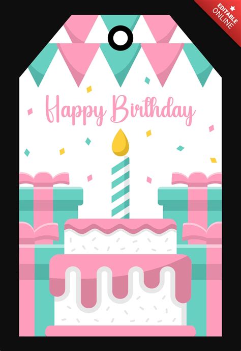 Happy Birthday Party Gift Tag Design Template | Free Design Template