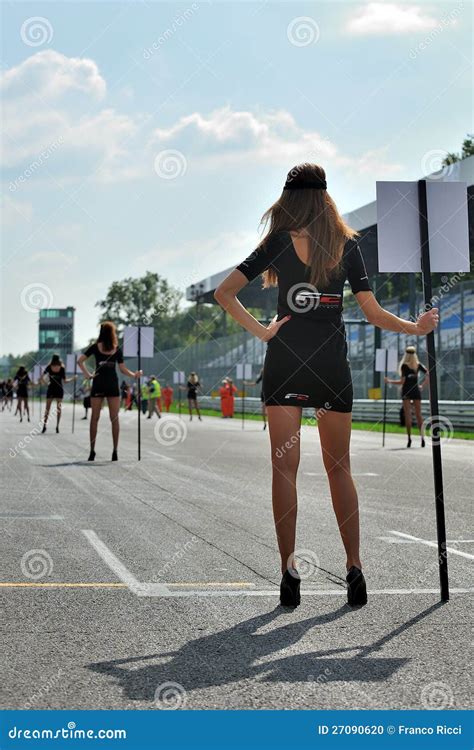 Models For Race Start In Monza Race Track Editorial Image Image Of