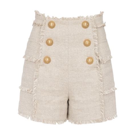 Buy Balmain Fringed Linen Sailor Shorts Sable At 40 Off Editorialist