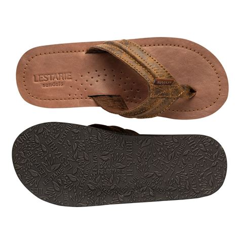 Lestarie Herren Sandale Leder Flip Flop Zehentrenner Zehensteg Sandalen