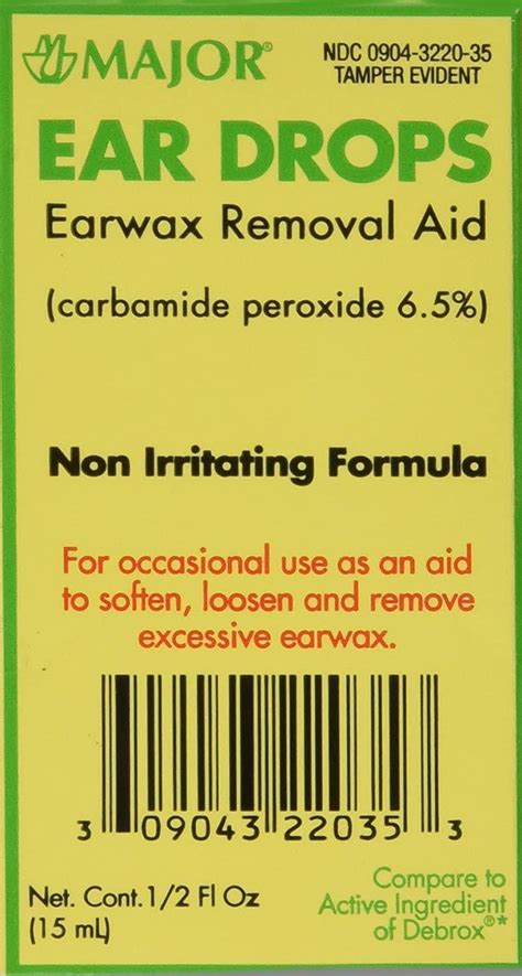 MAJOR Ear Drops 0.5oz - Earwax Removal Aid with 6.5% Carbamide Peroxide - Made in USA