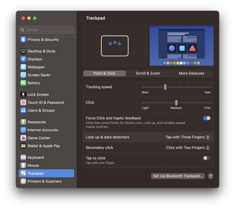 Ventura Settings Dark Trackpad 512 Pixels