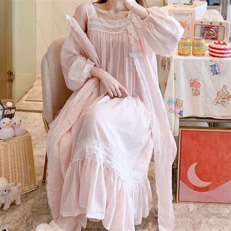 Victorian Cotton Nightgown Robe Set Fairy Vintage Night Dress Etsy