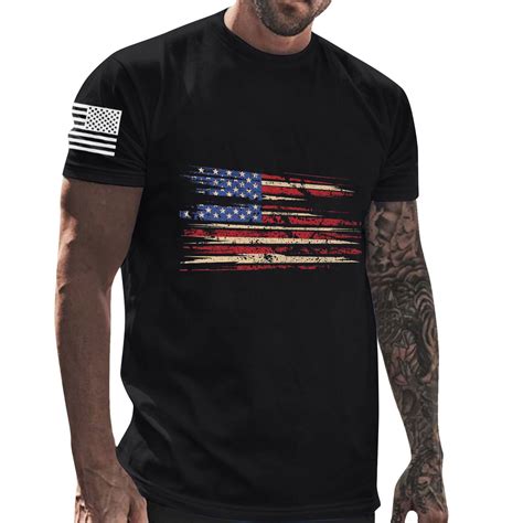 Xysaqa Mens Shirts Mens Graphic T-Shirts Men's American Flag T-Shirts