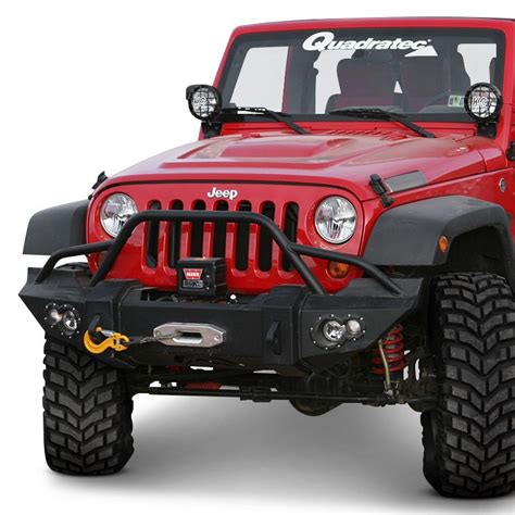 Fab Fours® Jeep Wrangler 2014 Lifestyle Full Width Black Front Winch Hd Bumper With Pre Runner