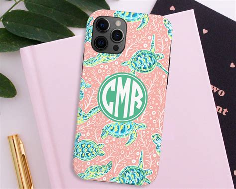 Monogram Iphone Case Preppy Phone Case Sea Turtle Phone Etsy