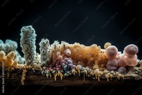 An image of a bacterial biofilm, with different strains visible in distinct layers, bacteria ...